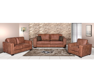 Arizona 3 Piece Lounge Suite in Full Leather, Zambezi Spice