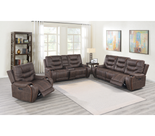 Winston 3 Piece Reclining Lounge Suite, Brown